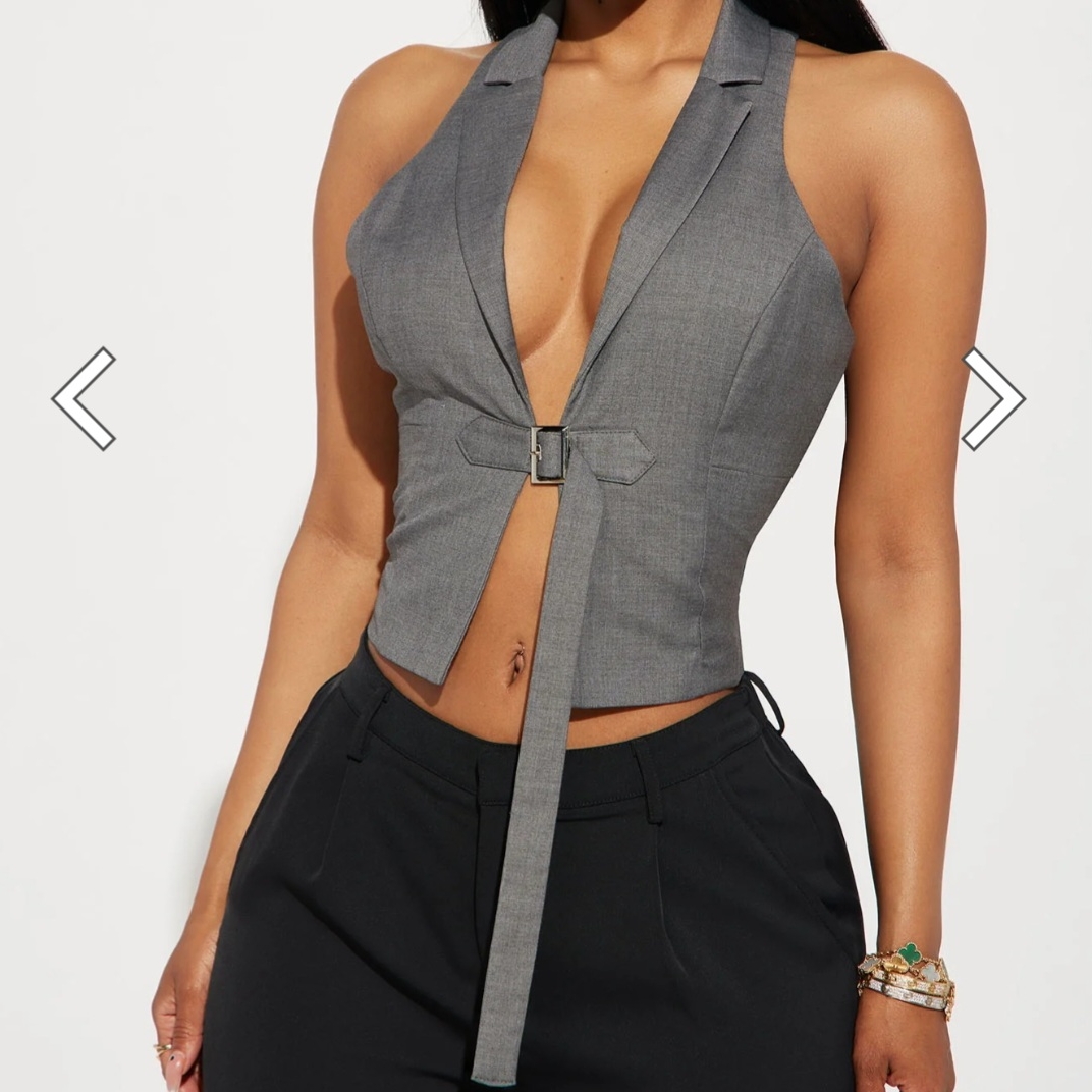 Fashion Nova New Gray Halter Vest Top